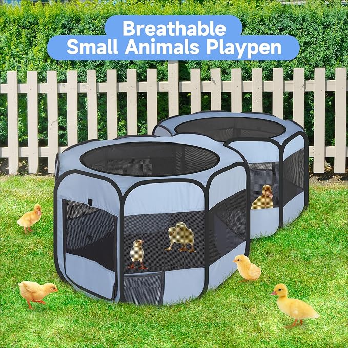 Pet Playpen Pop up Small Pet Cage Enclosure Tent Chick Run Brooder Coop Foldable Kennel for Kitten Ferret Puppy Guinea Pig Rabbit Hamster Chinchillas(No Divider, Unified Space)