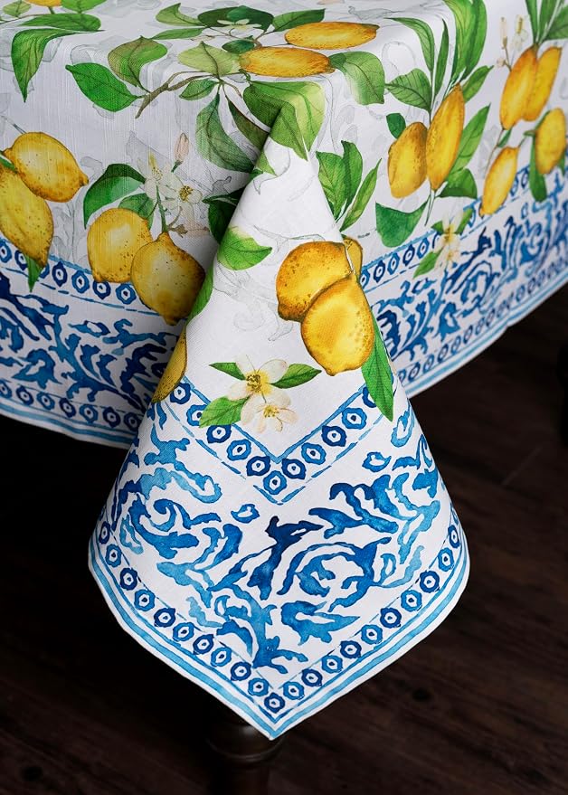 Maison d' Hermine Table Cloth Rectangle Table 100% Cotton 60 x 120 Inches Tablecloth Reusable Decorative for Dining Kitchen Room Farmhouse Party Home Hotel Restaurant Spring Summer - Cedrat
