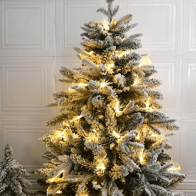 YOLIGHT 33FT Fiber Optic Christmas Lights Plug in, 60 LED Mini Firework String Light Starburst Fairy Lights for Xmas Tree Garden Patio Wedding Decoration Indoor Outdoor (Warm White)