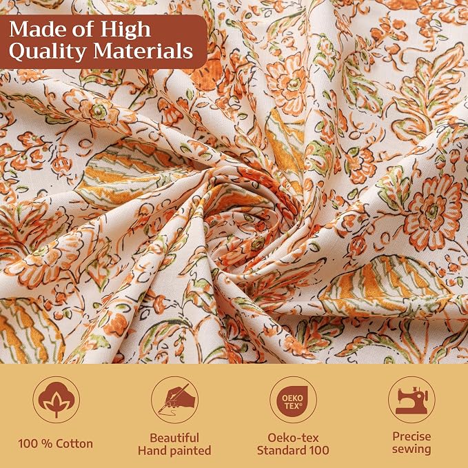 Maison d'Hermine Table Cloth Rectangle Table 100% Cotton 60 x 120 Inches Tablecloth Reusable Decorative Everyday Use for Dining Room, Farmhouse, Home, Party, Festive & Wedding - Pumpkin Spice
