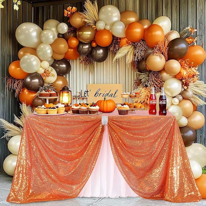 B-COOL Rectangle Sequin Tablecloth Fabric Linen: Glitter Fabric 6ft Long Table Cloth for Wedding Autumn Party Dining Banquet Christmas Holiday Decoration, Bronze 60x102 inch