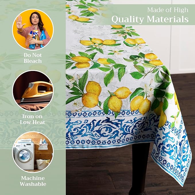 Maison d' Hermine Table Cloth Rectangle Table 100% Cotton 70 x 120 Inches Tablecloth Reusable Decorative for Dining Kitchen Room Farmhouse Party Home Hotel Restaurant Spring Summer - Cedrat