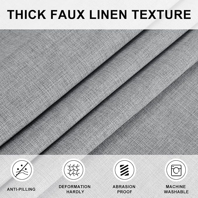 Hiasan Table Cloth Round Linen Tablecloth 120 Inch - Wrinkle and Stain Resistant Washable Polyester Fabric Table Cloth for Dining Room Kitchen Party, Grey