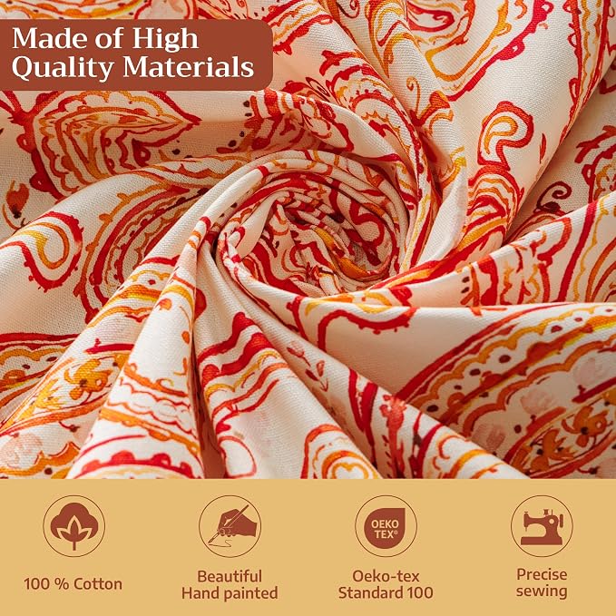 Maison d' Hermine Table Cloth Rectangle Table 100% Cotton 70 x 108 Inches Fall Tablecloth Reusable Everyday Use for Thanksgiving Christmas Decorations Dining Farmhouse Party (Palatial Paisley)