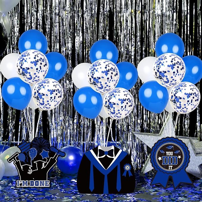 6 Sets Blue Graduation Balloon Stand Kit for Table Decorations Class of 2025 Congrats Grad Table Centerpiece Grad Prom Themed Decoration for Grad School & College Ceremonies Party Supplies