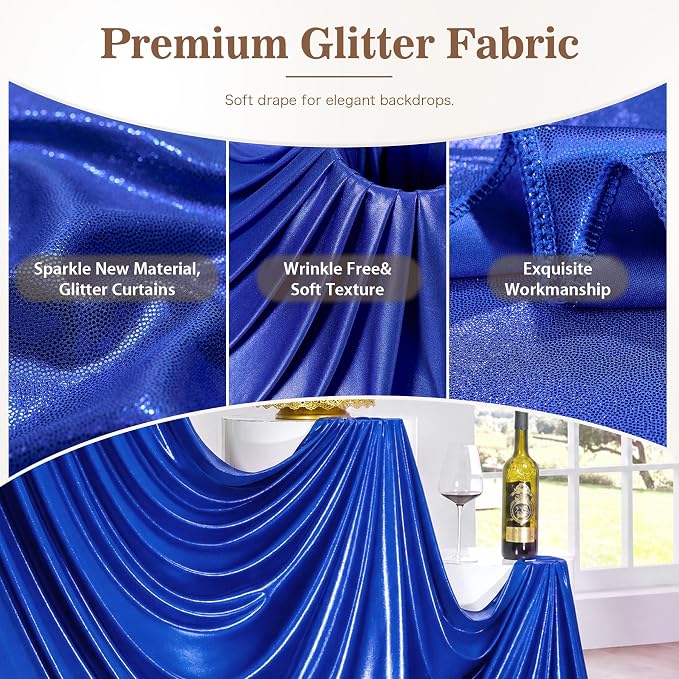 20ft x 10ft Red Royal Blue Sequin Backdrop Curtain for Parties, Wrinkle Free Glitter Photo Backdrop Drapes 4 Panels 5x10ft Back Drop Cloth for Wedding Photography Background