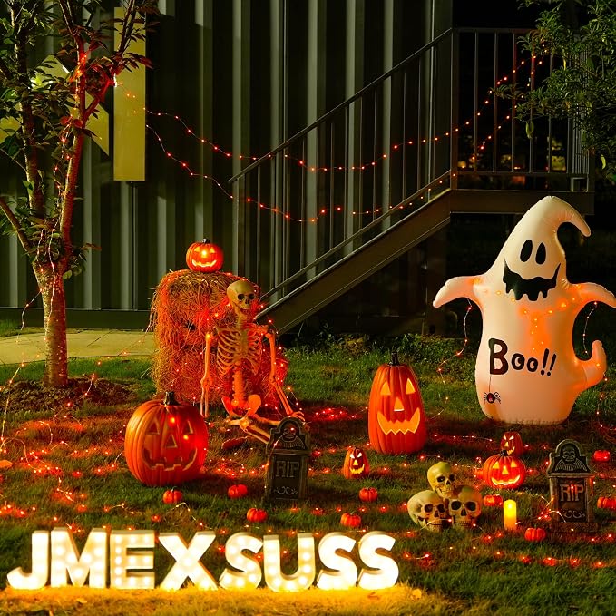 JMEXSUSS 2 Pack Halloween Fairy Lights Battery Operated, Total 400 LED 132ft Orange Twinkle Fairy Light with Remote, 8 Modes Orange String Lights for Halloween Tree Bedroom Wreath Decoration