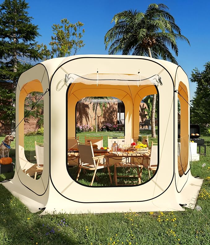 Garvee Pop up Bubble Tent with Waterproof Vent Windows 12ft Camping Shelters, Transparent Sports Tent Screen Room, Outdoor Garden Dome Igloo for Patio, Backyard, Deck, Sports Events