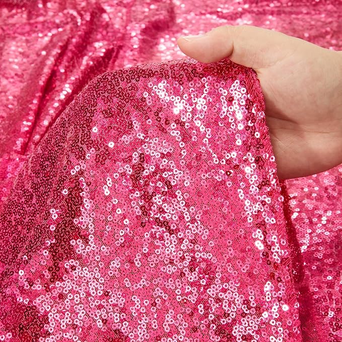 Sequin Table Runners 2 Pieces Fuchsia Table Runners 12x72 Inch Glitter Dining Table Cover for Party Wedding Birthday Reception Banquet Decoration Spring Party Chair Sashes