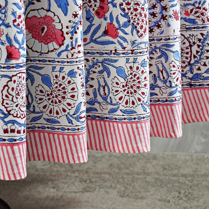 Ridhi Round Tablecloth Hand Block Print 100% Cotton Reusable Flamingo Pink 60 Inch Table Cover Decorative Everyday Use for Dining, Home, Party, Wedding, Farmhouse, Party Gift for Spring, Mother's Day