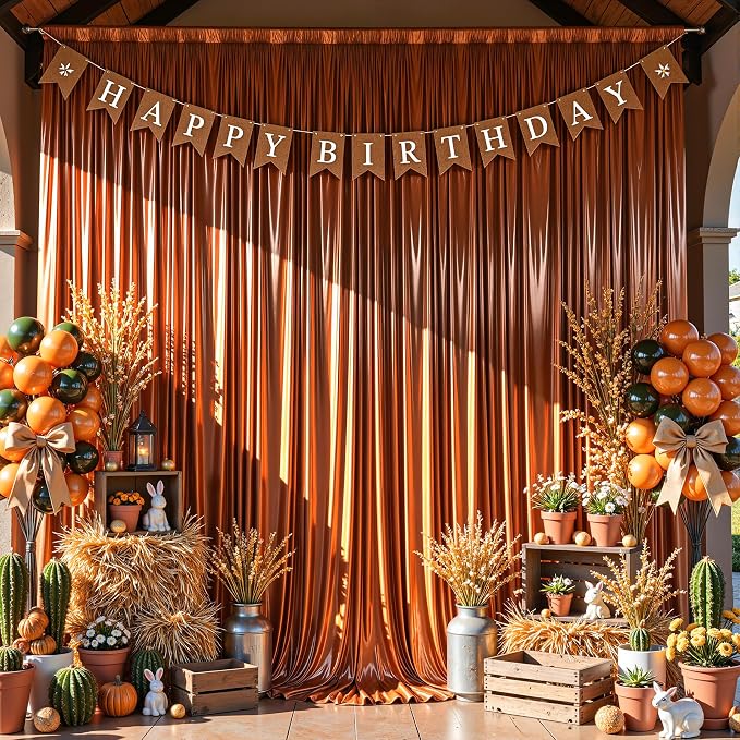 30x10ft Terracotta Glitter Backdrop Curtain for Parties, Wrinkle Free Satin Photo Backdrop Drapes 6 Panels 5x10FT Shimmer Back Drop Cloth for Wedding Birthday Baby Shower Photography Background Decor