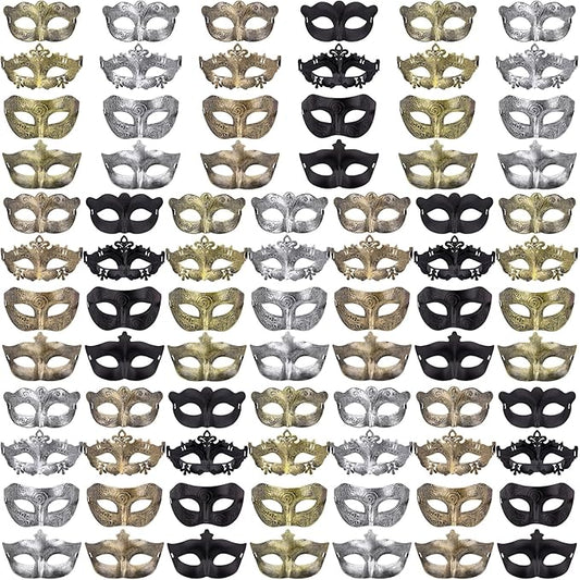 FEQO 80 Pieces Masquerade Masks Vintage Antique Venetian Masks for Men Women