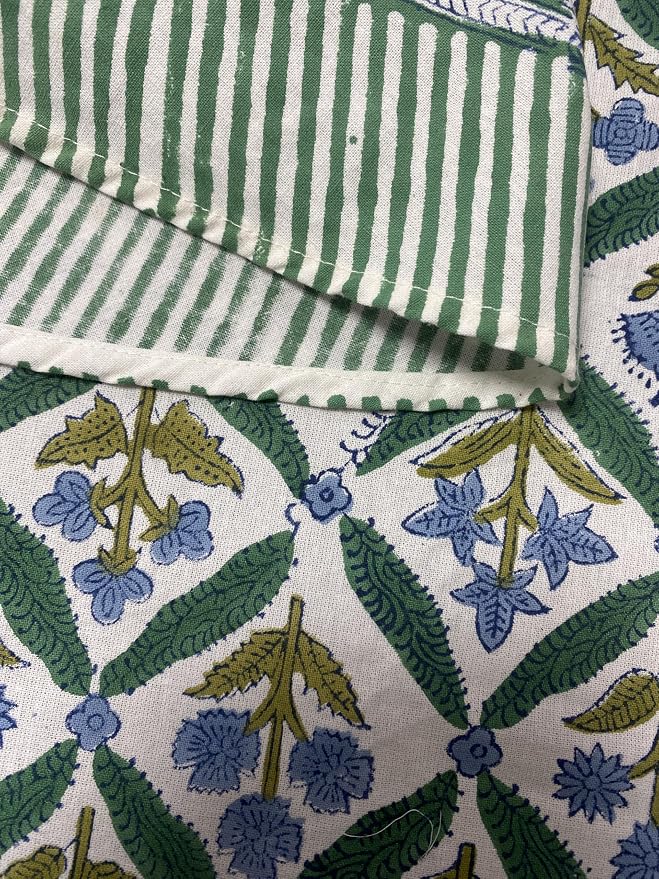 Ridhi Round Tablecloth Hand Block Print 100% Cotton Reusable Sea Green 110 Inch Table Cover Decorative Everyday Use for Dining, Home, Party, Wedding, Farmhouse, Party Gift for Spring, Mother's Day