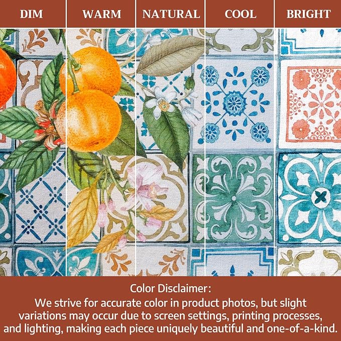 Maison d' Hermine Table Cloth Rectangle Table 100% Cotton 60 x 108 Inches Tablecloth Reusable Decorative for Dining Kitchen Room Farmhouse Party Home Hotel Restaurant Spring Summer - Agrume