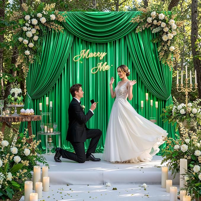 10x10FT Green Sequin Backdrop Curtain for Party - 2 Panels 5x10FT Wrinkle-Free Shimmer Drapes for Birthday, Wedding, Christmas, Decorations & Photography