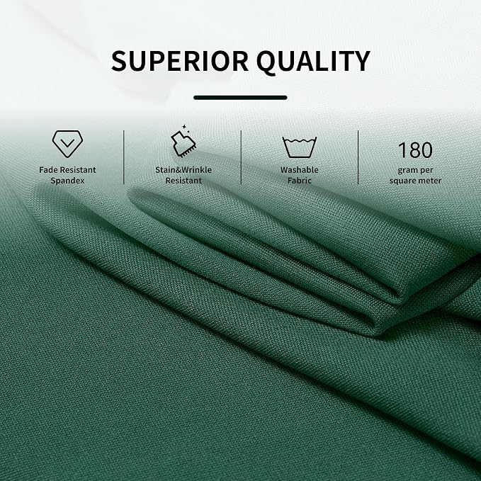 Outpain 8ft Spandex Table Cloth for Standard Folding Tables-4Pack Hunter Green Table Cloth Table Protector for Party, Wedding, Cocktail, Banquet, Festival