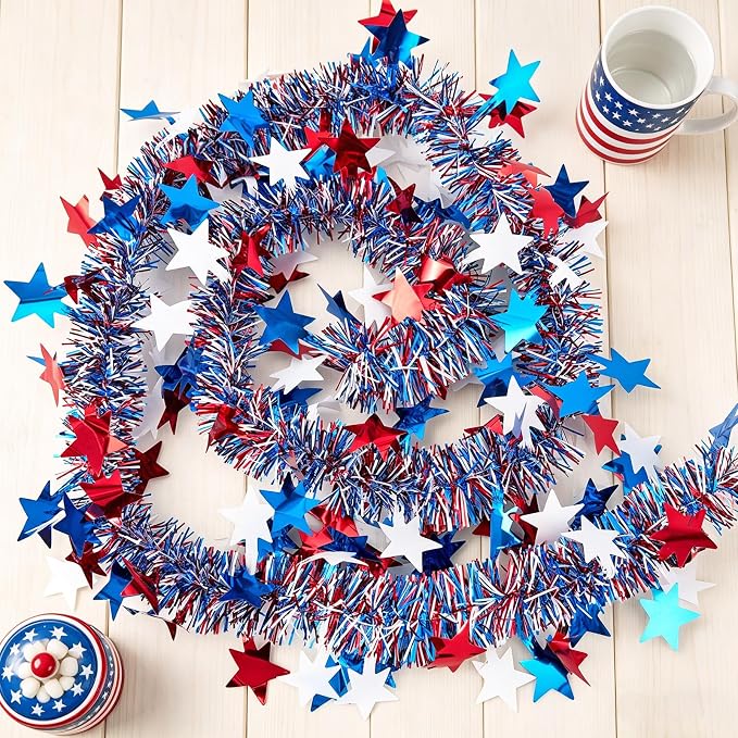 4th/Fourth of July Decorations Set, Patriotic Decorations, Red White and Blue Decors, with Pre-strung Banners for Memorial Day, Independence Day Supplies Party Decor