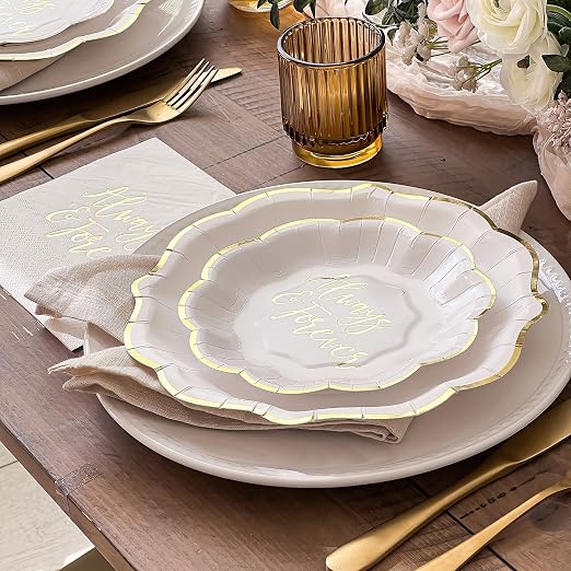 Kate Aspen Always & Forever Wedding Paper Plates and Napkins Set - 72 Piece Wedding Plates Disposable Party Tableware for 24 Guests - Bridal Shower Decorations, Engagement Party Decor