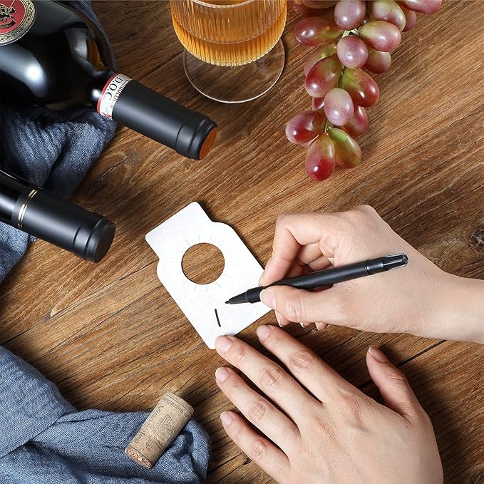 200 Pieces Wine Bottle Tags Paper Cellar Label Reusable Racks Marker Wine Bottle Neck Id Tags Double Sided Bottles Hanging Tag for Seller Bridal Shower Party (White)