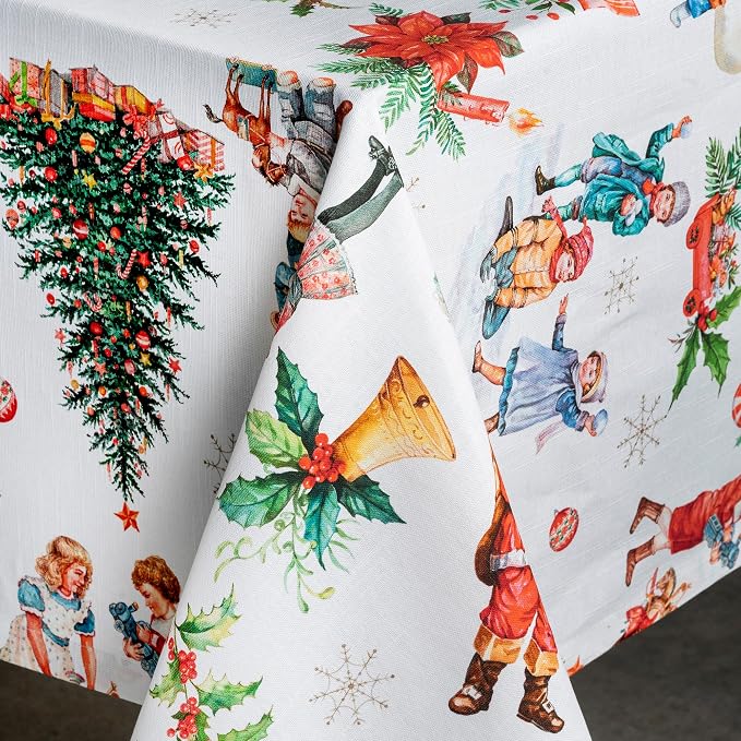 Maison d' Hermine Table Cloth Rectangle Table 100% Cotton 54 x 72 Inches Fall Tablecloth Reusable Everyday Use for Thanksgiving Christmas Decorations Dining Farmhouse Party (Chromo)