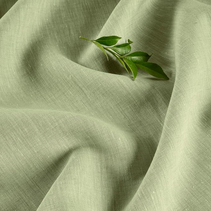 Solino Home Linen Tablecloth 60 x 156 Inch - 100% Pure Linen Chambray Olive Table Cloth for Rectangular Tables - Athena, Machine Washable Cloth Tablecloth for Summer