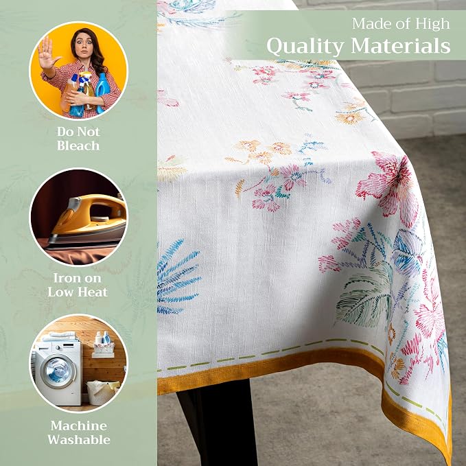 Maison d' Hermine Table Cloth Rectangle Table 100% Cotton 54 x 72 Inches Tablecloth Reusable Decorative for Dining Kitchen Room Farmhouse Party Home Hotel Restaurant Spring Summer - Paradise Island