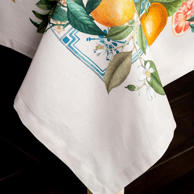 Maison d' Hermine Table Cloth Rectangle Table 100% Cotton 60 x 90 Inches Tablecloth Reusable Decorative for Dining Kitchen Room Farmhouse Party Home Hotel Restaurant Spring Summer - Agrume