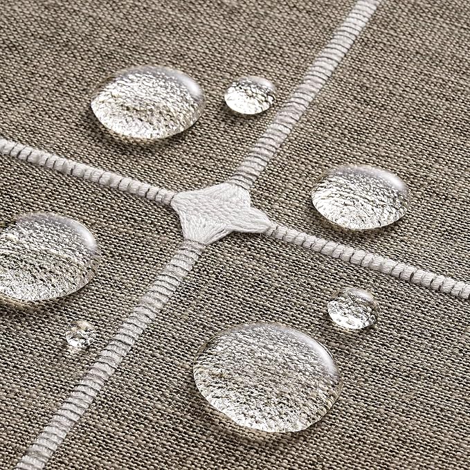 ZeeMart Boho Grid Table Cloth with Tassels (Cocoa Brown, 60" x 84"), Heavy Weight Linen Checked Embroidered Farmhouse Tablecloth, Water Resistant Rectangle Brown Tablecloths