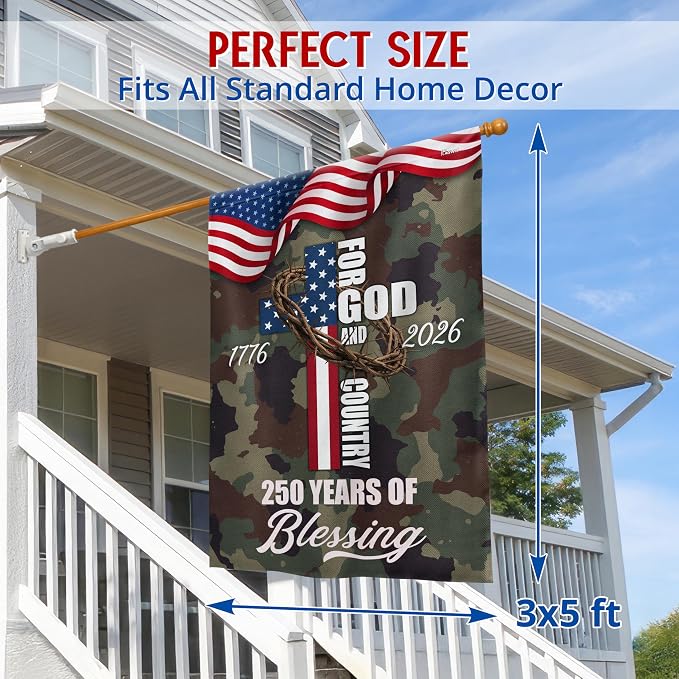 FLAGWIX American 250 Years of Blessing Flag - Polyester Double-sided Yard Flags For Outside House Flag (29.5" x 39.5") - 4th of July Decorations for Home Yard Garden Decor Banner, Gifts For Men Women