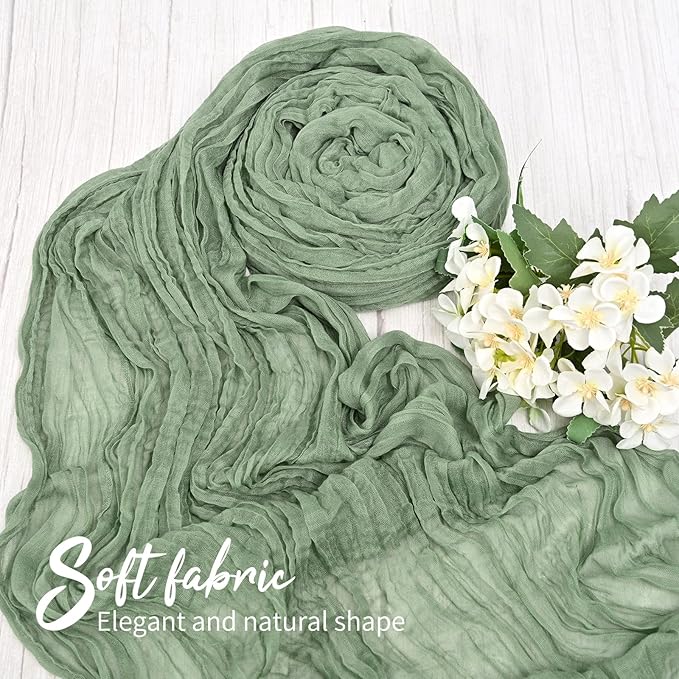 20 Pack Sage Green Table Runner 10FT Long Cheesecloth Table Runner Cheese Cloth Gauze for Wedding Party Birthday Decoration-Sage Green