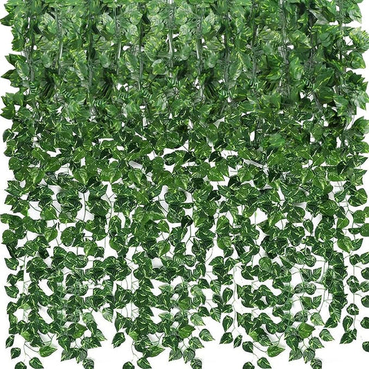 CEWOR 36 Pack 252ft Artificial Ivy Greenery Garland, Fake Vines Hanging Plants Backdrop for Room Bedroom Wall Decor, Green Leaves for Jungle Theme Party Wedding Decoration