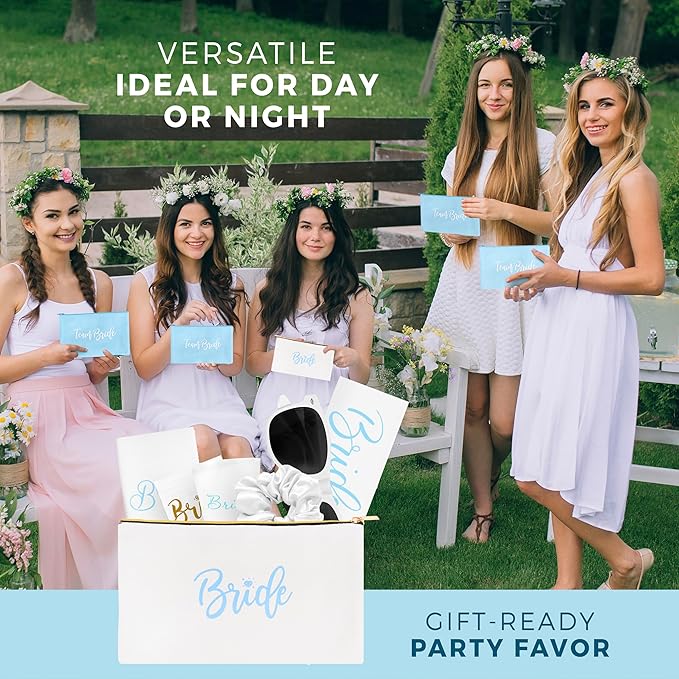 56 Piece Bachelorette Party Favors Kit – Bridesmaid Proposal Gifts & Bride-to-Be Accessories | Team Bride Decorations, Sashes, Sunglasses, Cups & More (Blue 7 Pack, 56)
