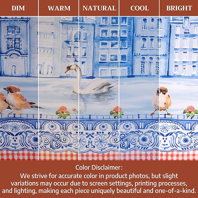 Maison d' Hermine Table Cloth Rectangle Table 100% Cotton 70 x 120 Inches Tablecloth Reusable Decorative for Dining Kitchen Room Farmhouse Party Home Hotel Restaurant Spring Summer - Amsterdam Canals