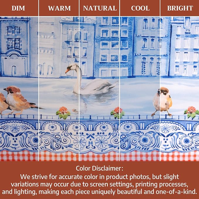 Maison d' Hermine Table Cloth Rectangle Table 100% Cotton 70 x 108 Inches Tablecloth Reusable Decorative for Dining Kitchen Room Farmhouse Party Home Hotel Restaurant Spring Summer - Amsterdam Canals