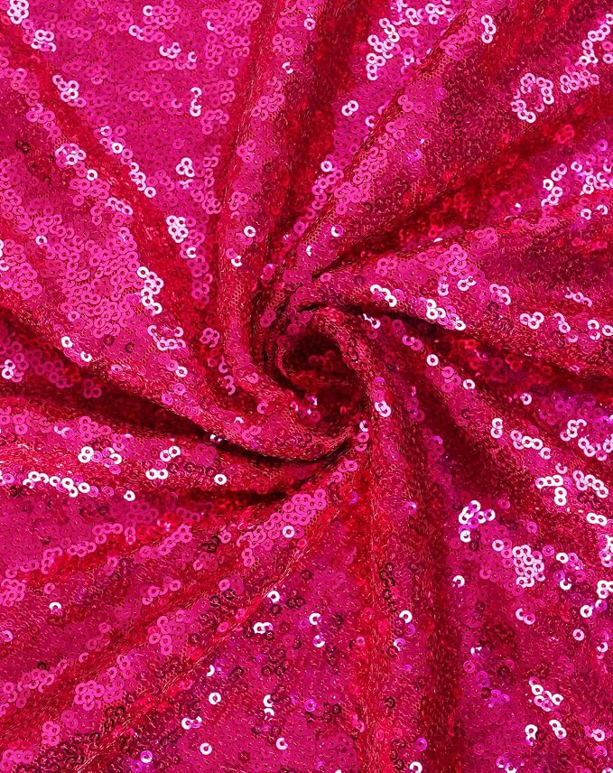 Eternal Beauty Hot Pink Tablecloth, 60x120 Inch Sequin Rectangle Table Cover for Mother's Day Cake Dessert Exhibition Party Birthday Events