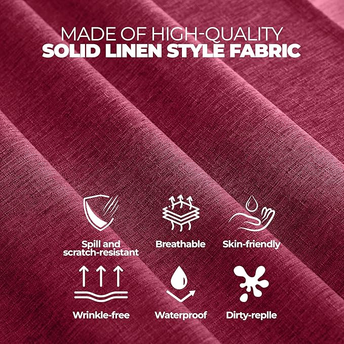 Decorelia Christmas Red Waterproof Round Table Cloth for Round,Decorative Farmhouse Tablecloths Table Cover for Holiday,Banquet,Dining& Kitchen (60 Inch,Round (2-4 Seats,Burgundy)