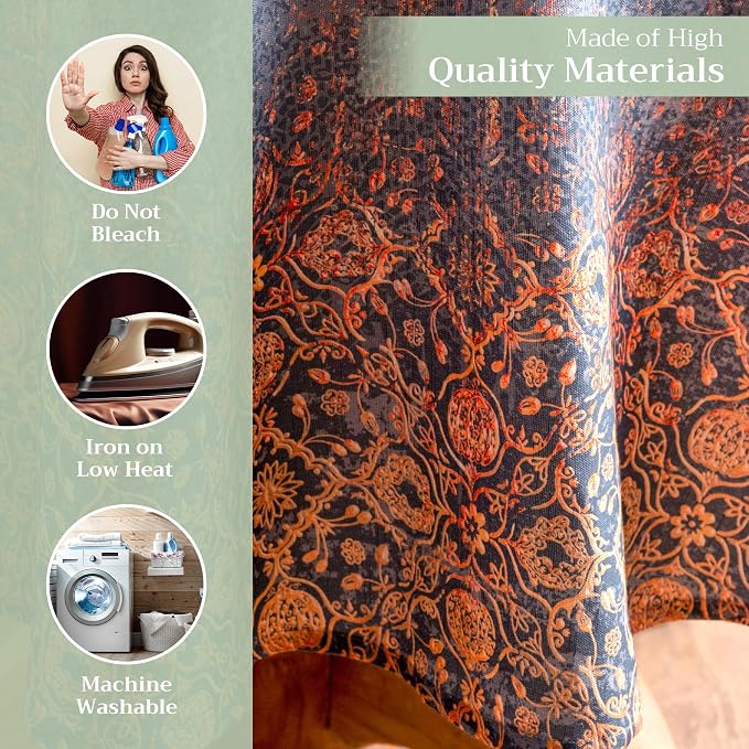 Maison d' Hermine Table Cloth Round Table 100% Cotton 63 Inches Fall Tablecloth Reusable Everyday Use for Thanksgiving Christmas Decorations Dining Farmhouse Party (Imperfection)