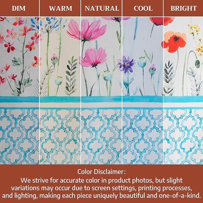 Maison d' Hermine Table Cloth Round Table 100% Cotton 63 Round Inches Tablecloth Reusable Decorative for Dining Kitchen Room Farmhouse Party Home Hotel Restaurant Spring Summer - Flower in The Field