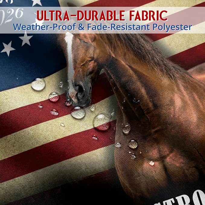 FLAGWIX American 250 Years Strong Horse Flag - Polyester Double-sided Yard Flags For Outside House Flag (29.5" x 39.5") - 4th of July Decorations for Home Yard Garden Decor Banner, Gifts For Men Women