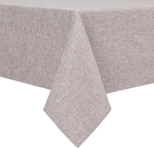 Hiasan Faux Linen Rectangle Tablecloth - Wrinkle and Stain Resistant Washable Table Cloth for Kitchen Dining Room Holiday Table Cover for Party Dinner, Stone, 60 x 102 Inch