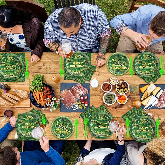 gisgfim 50 Guests Army Birthday Party Decorations Camo Birthday Party Supplies Army Party Plates and Napkins Military Soldier Camouflage Party Decorations Favors for Birthday Baby Shower 200 PCS