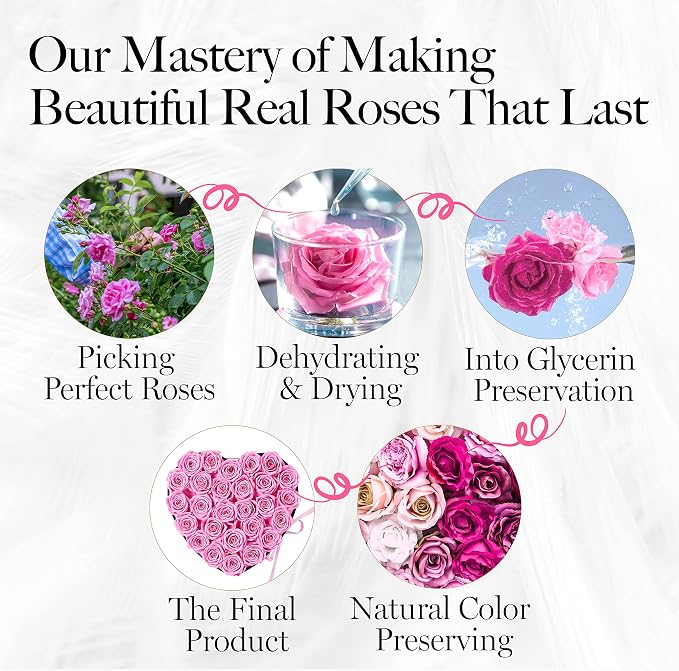 GLAMOUR BOUTIQUE 27 Flower Forever Heart Shape Box, Mothers Day Gift For Mom, Eternal Preserved Roses Gift for Her, Flowers bouquet, For Birthday, Anniversary, Girlfriend - Pink
