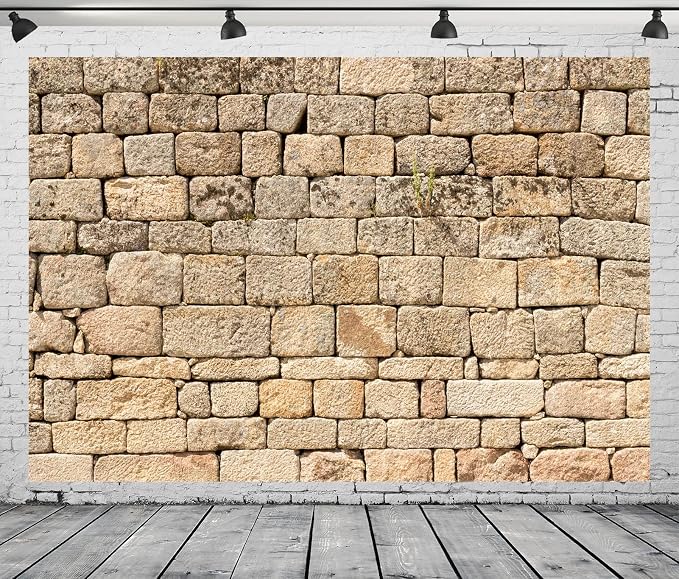 BELECO Fabric Vintage Stone Wall Backdrop - 5x3ft Ancient Rock Wall Stone Background Wallpaper for Photography, Studio Booth, Castle, Party Decorations