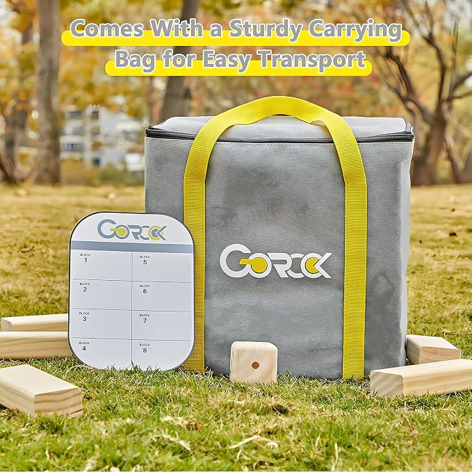 GOROCK Jumbo Tumble Tower,60pcs Large Classic Giant Indoor Outdoor Game for Kids and Family,Stack Over 5Ft Wooden Blocks Party Game at Backyard Lawn with Friends On Holiday