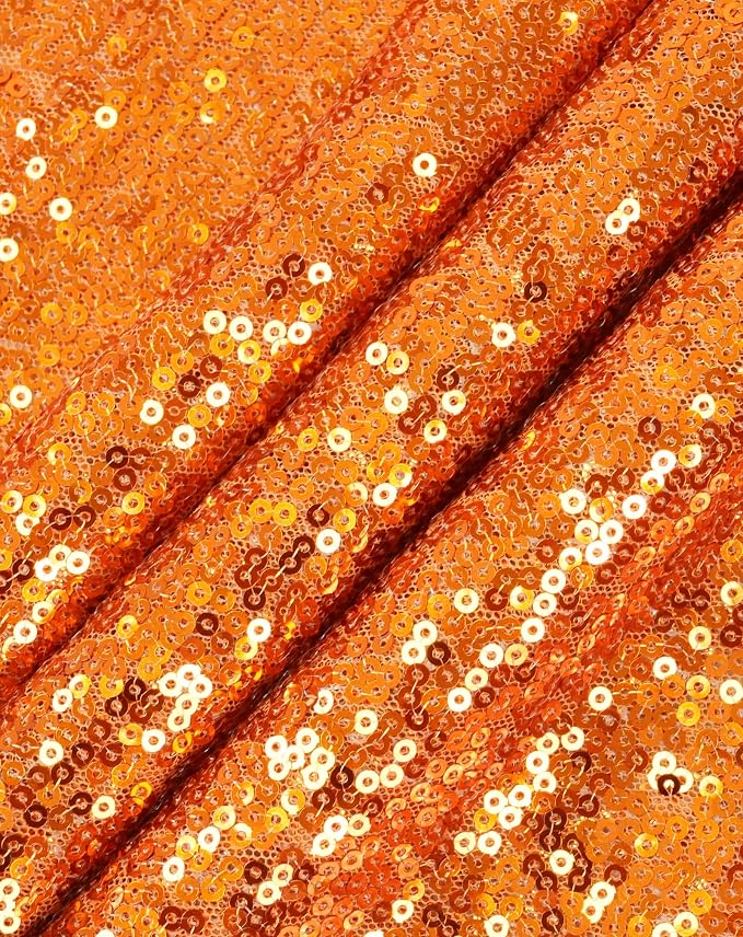 Eternal Beauty Orange Tablecloth, 120 Inch Round Sequin Tablecloth for Party Cake Dessert Table Exhibition Events