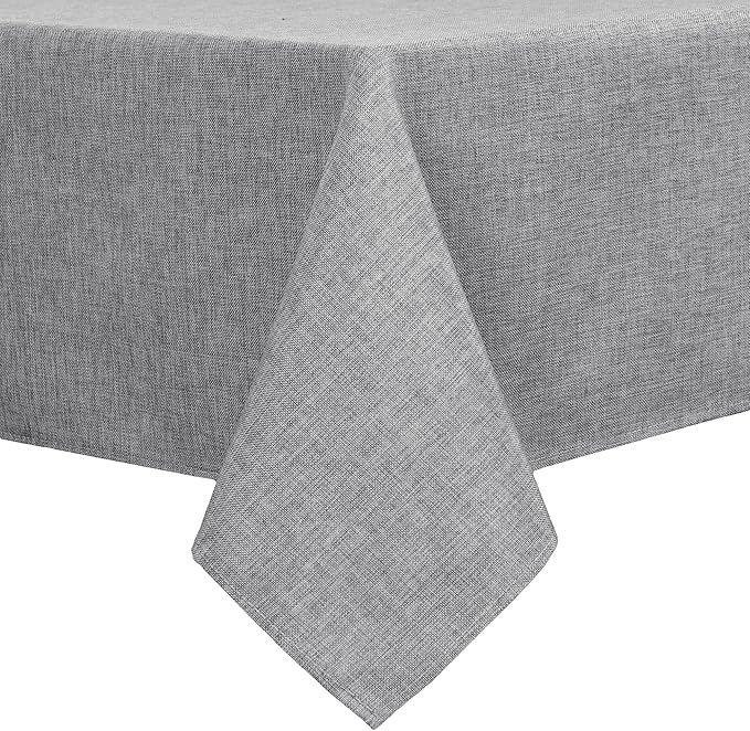 Hiasan Faux Linen Rectangle Tablecloth - Wrinkle and Stain Resistant Washable Table Cloth for Kitchen Dining Room Holiday Table Cover for Party Dinner, Grey, 30 x 60 Inch