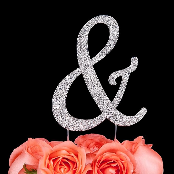 LOVENJOY Gift-Boxed 3.3" Rhinestone Ampersand Cake Topper
