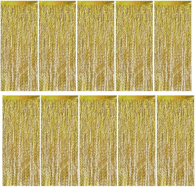 Gold Backdrop Birthday Decorations Foil Curtain Backdrop Gold Streamers Dance Party Decorations Photo Booth Props for Bachelorette Decorations Christmas Halloween New Years Eve Party Supplies