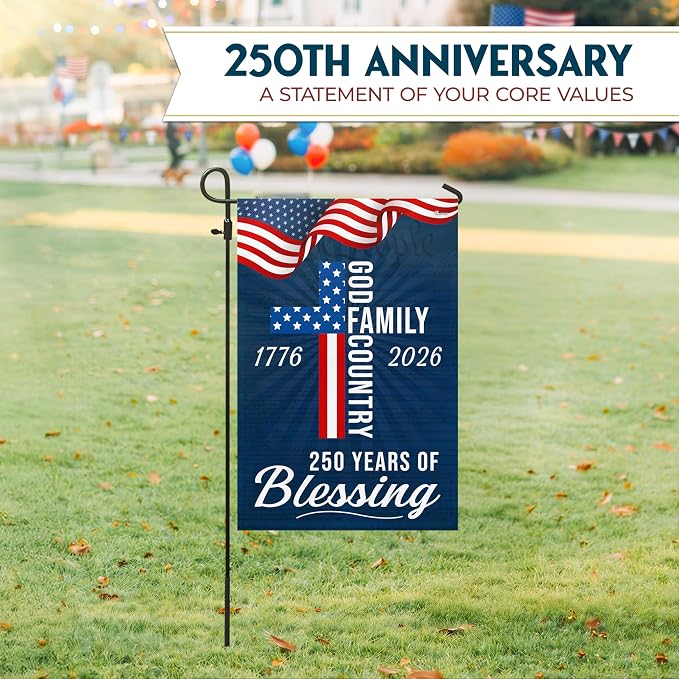 FLAGWIX American 250 Years of Blessing Flag - Polyester Double-sided Yard Flags For Outside Garden Flag (11.5" x 17.5") - 4th of July Decorations for Home Yard Garden Decor Banner, Gifts For Men Women