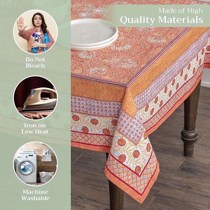 Maison d' Hermine Table Cloth Square Table 100% Cotton 54 x 54 Inches Fall Tablecloth Reusable Everyday Use for Thanksgiving Christmas Decorations Dining Farmhouse Party (Harvest Festival)